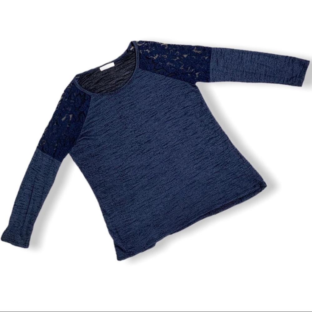 Honey Punch navy Kerry Raglan Lace Detail Top